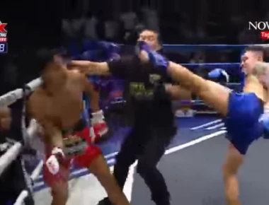 Τραγελαφικό σκηνικό σε αγώνα Muay Thai - Έβγαλε νοκ-άουτ τον διαιτητή (βίντεο)